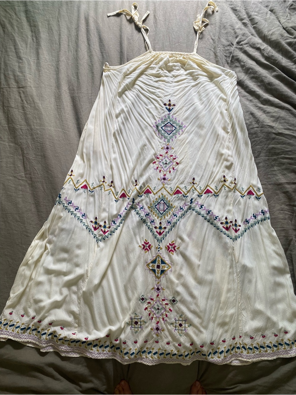 Anthropologie Cream Embroidered Boho Maxi Dress - Picture 2 of 6